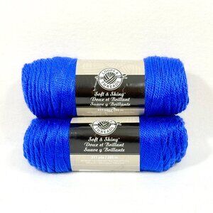 Loops & Threads Soft & Shiny Acrylic Yarn Royal Blue - Lot of 2 New Skeins